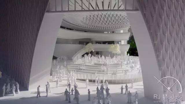 ▲戲曲中心概念模型內(nèi)往來不絕的人潮。